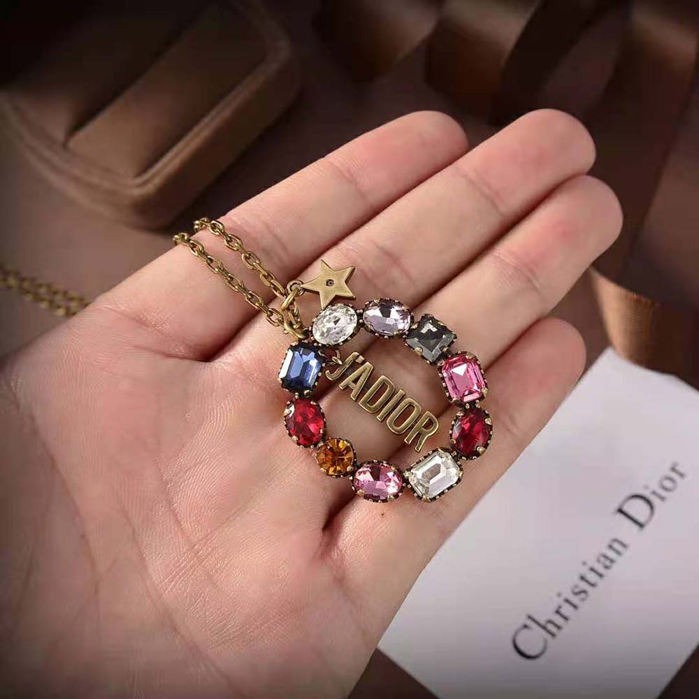 Dior Women J’Adior Necklace Antique Gold-Finish Metal and Multicolor Crystals - image 5