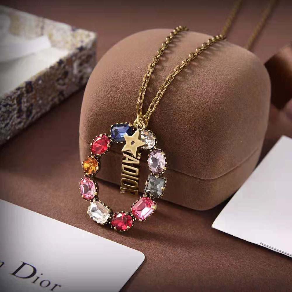 Dior Women J’Adior Necklace Antique Gold-Finish Metal and Multicolor Crystals - image 4