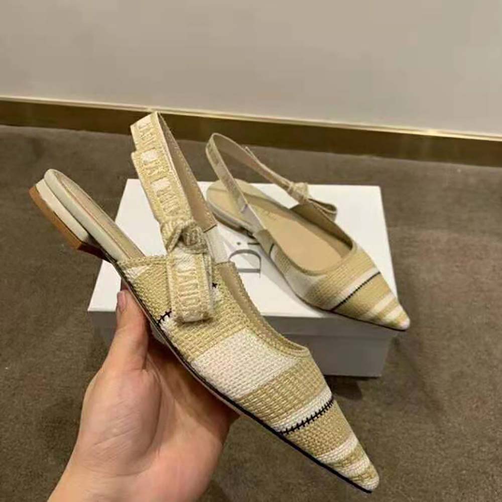 Dior Women J’adior Ballerina Flat Beige Embroidered Cotton - image 5