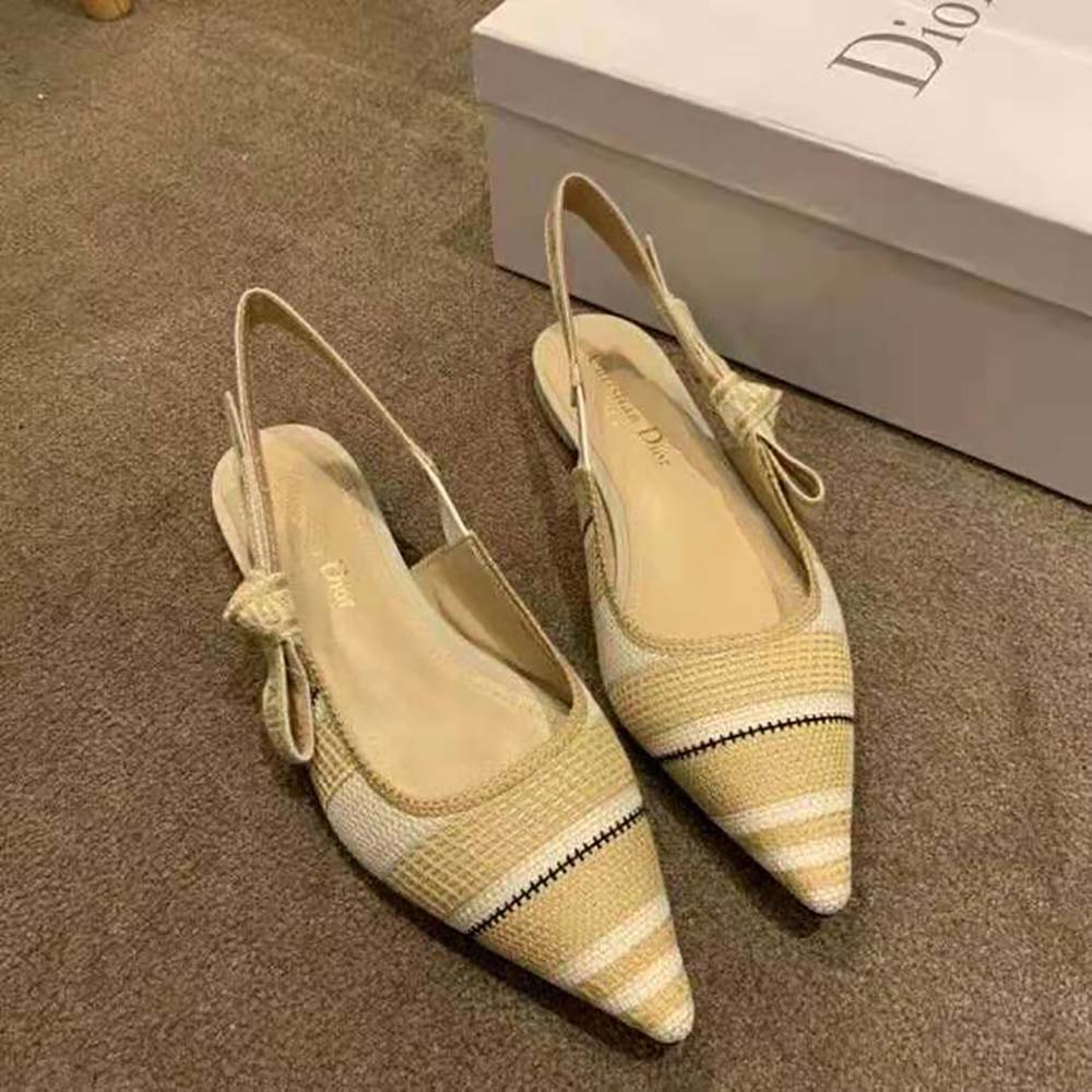 Dior Women J’adior Ballerina Flat Beige Embroidered Cotton - image 4