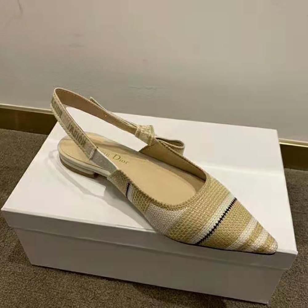 Dior Women J’adior Ballerina Flat Beige Embroidered Cotton - image 6