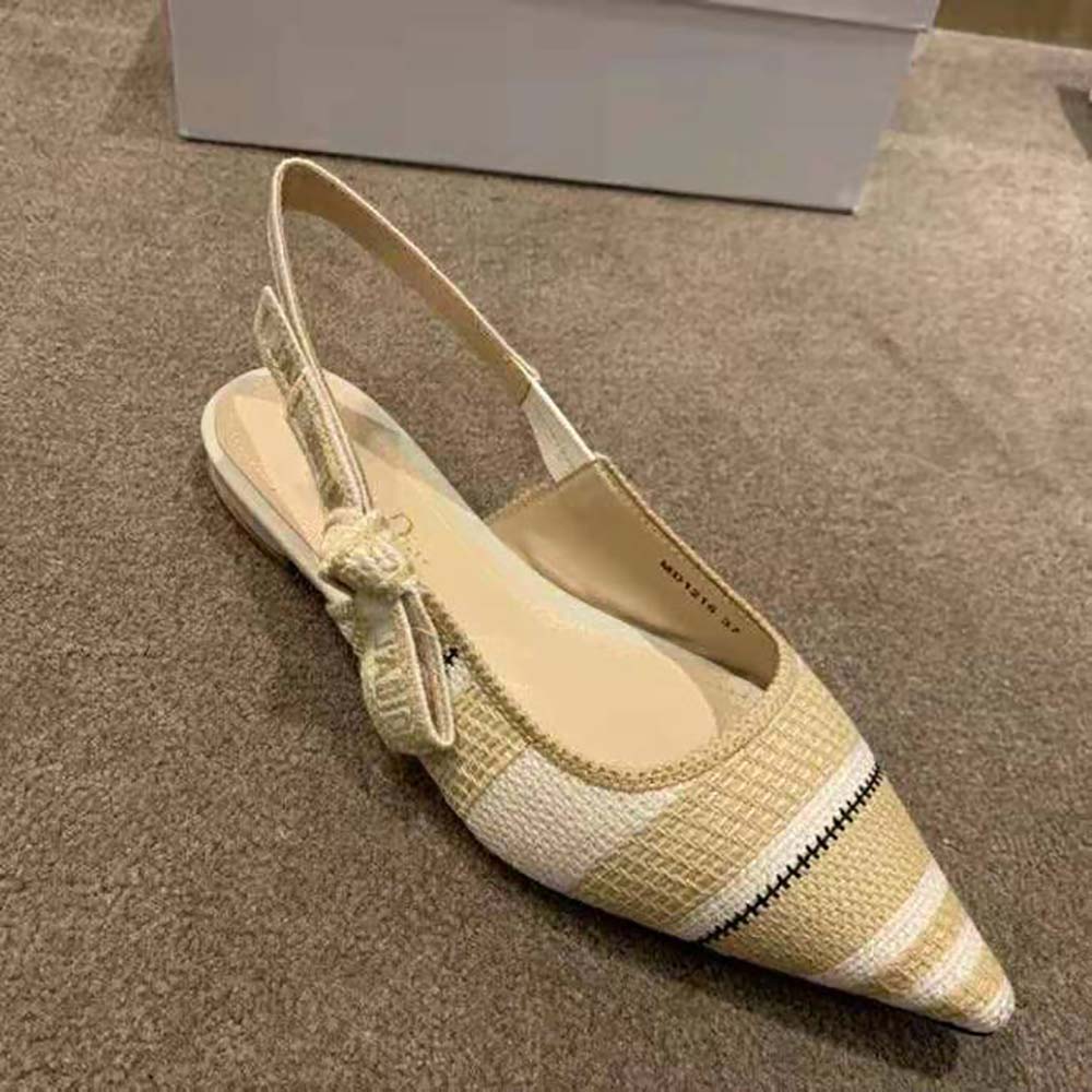 Dior Women J’adior Ballerina Flat Beige Embroidered Cotton - image 7