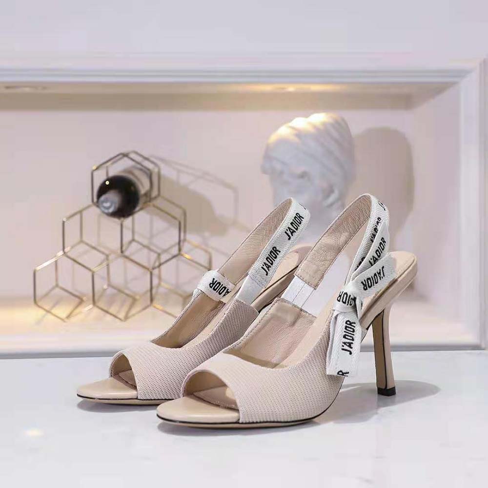 Close-up of gold-tone J’adior buckle on Dior Women J’adior Heeled Sandal
