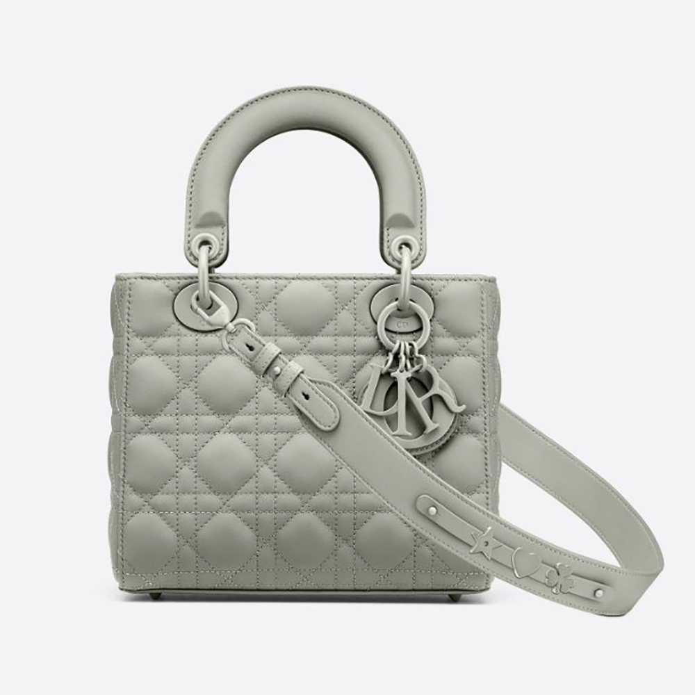 Front view of Dior Women Lady Dior my Abcdior Bag Gray Ultramatte Cannage Calfskin