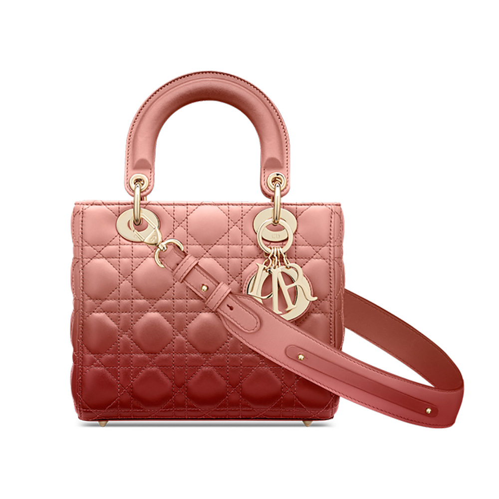 Front view of Dior Women Lady Dior my Abcdior Bag in pink lambskin