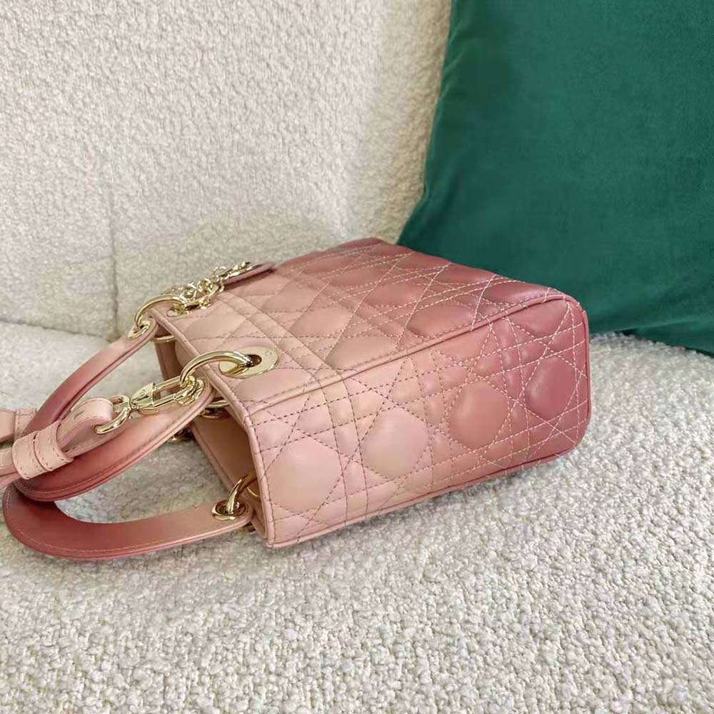 Dior Women Lady Dior my Abcdior Bag Lndigo Gradient Cannage Lambskin-Pink - image 4