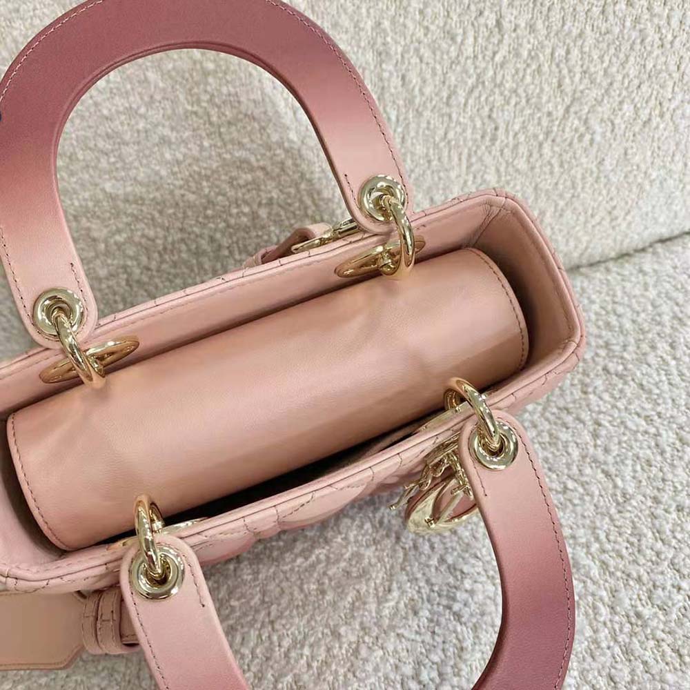 Dior Women Lady Dior my Abcdior Bag Lndigo Gradient Cannage Lambskin-Pink - image 6