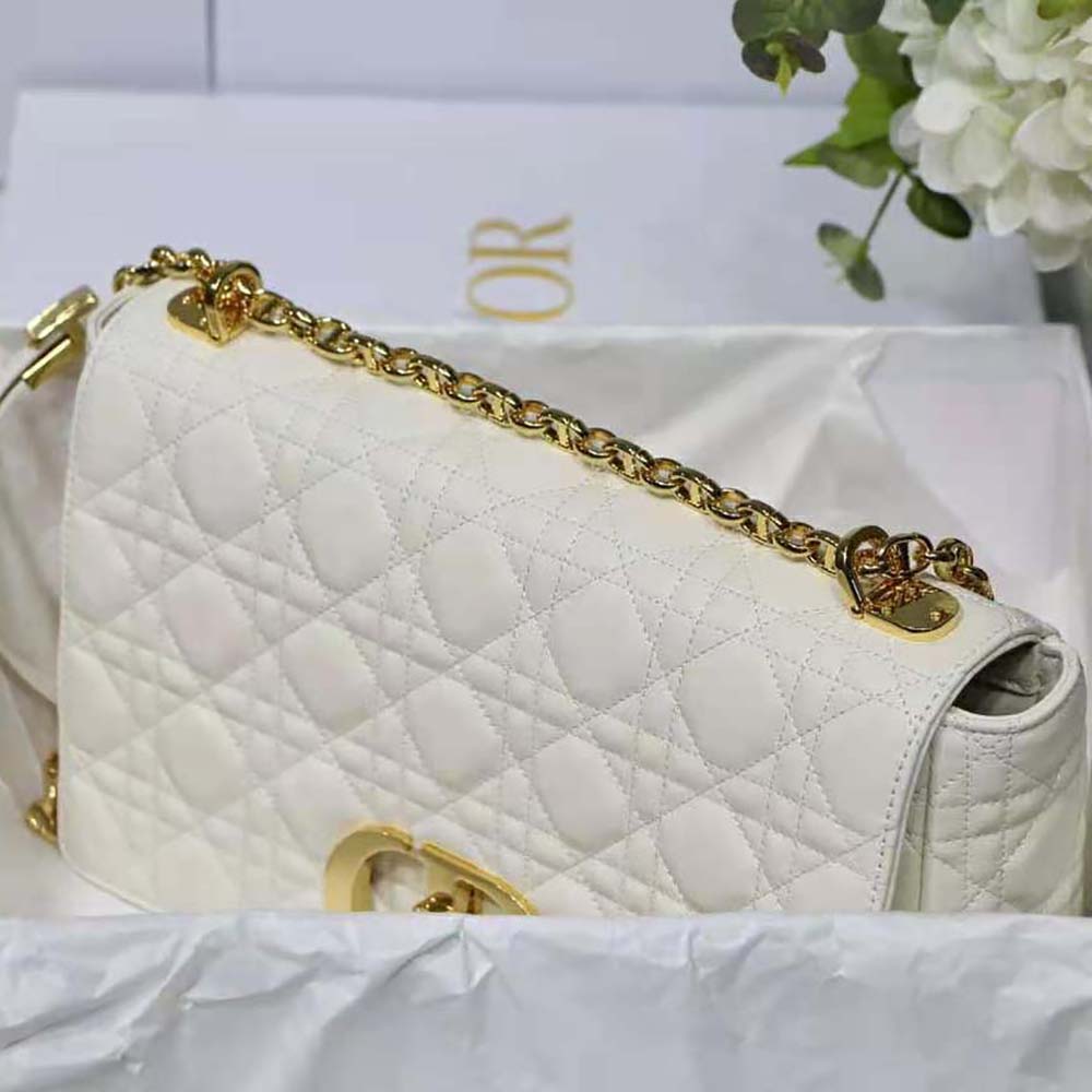 Dior Women Large Dior Caro Bag Lvory Supple Cannage Calfskin - image 5
