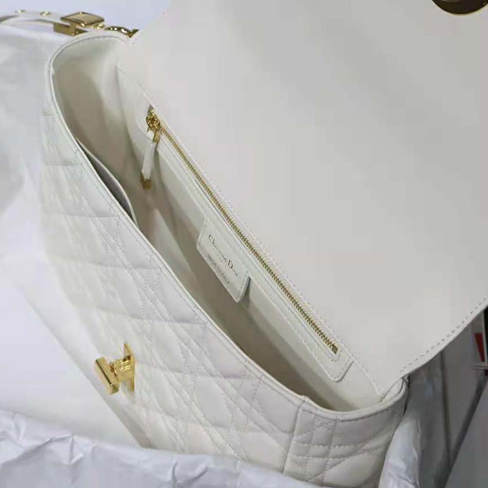 Dior Women Large Dior Caro Bag Lvory Supple Cannage Calfskin - image 8