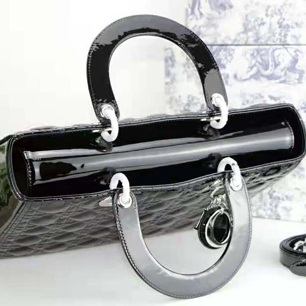 Dior Women Large Lady Dior Bag Black Patent Cannage Calfskin - image 5