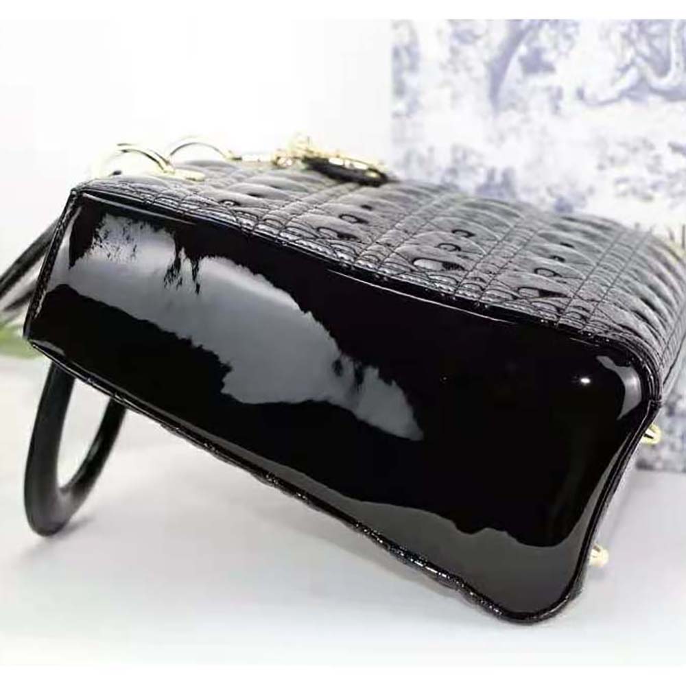 Dior Women Large Lady Dior Bag Black Patent Cannage Calfskin - image 6