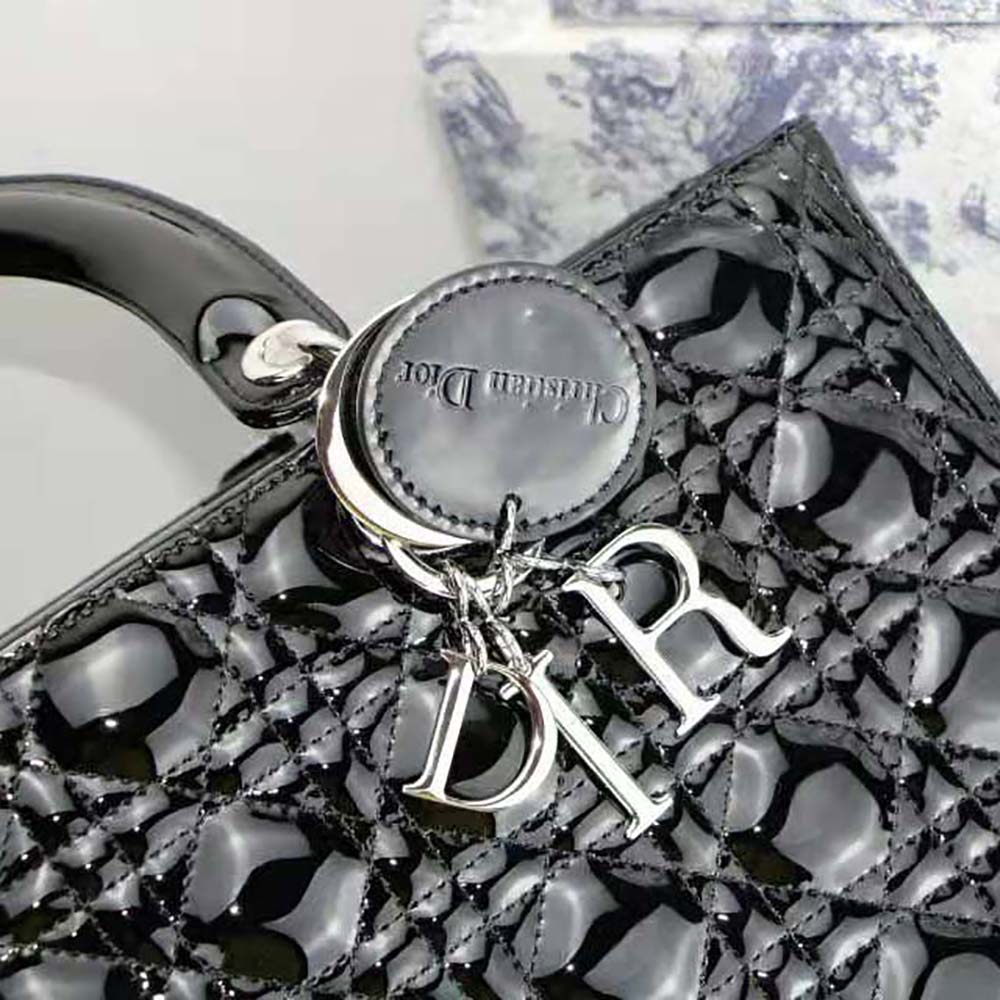 Dior Women Large Lady Dior Bag Black Patent Cannage Calfskin - image 8