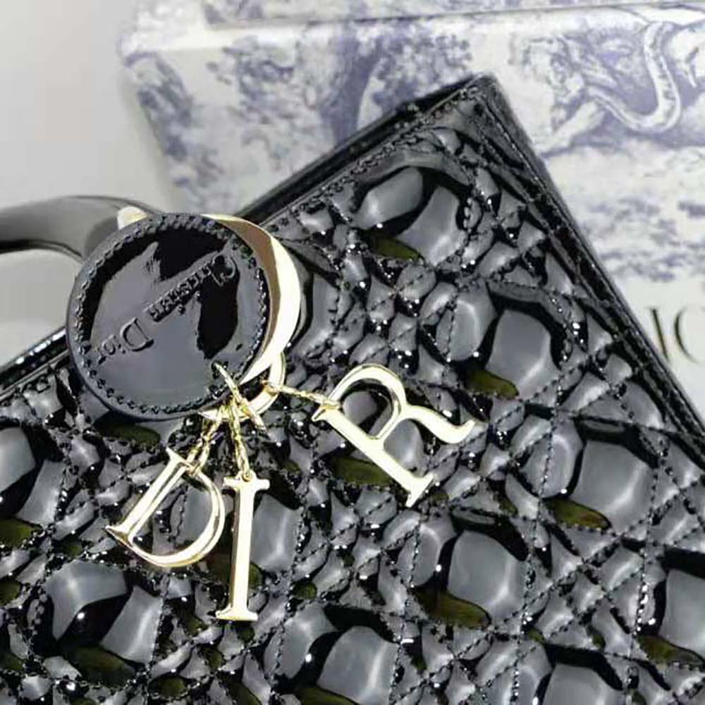 Dior Women Large Lady Dior Bag Black Patent Cannage Calfskin - image 7