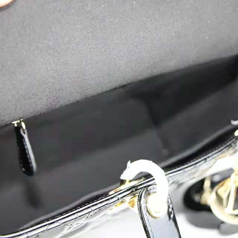 Dior Women Large Lady Dior Bag Black Patent Cannage Calfskin - image 9