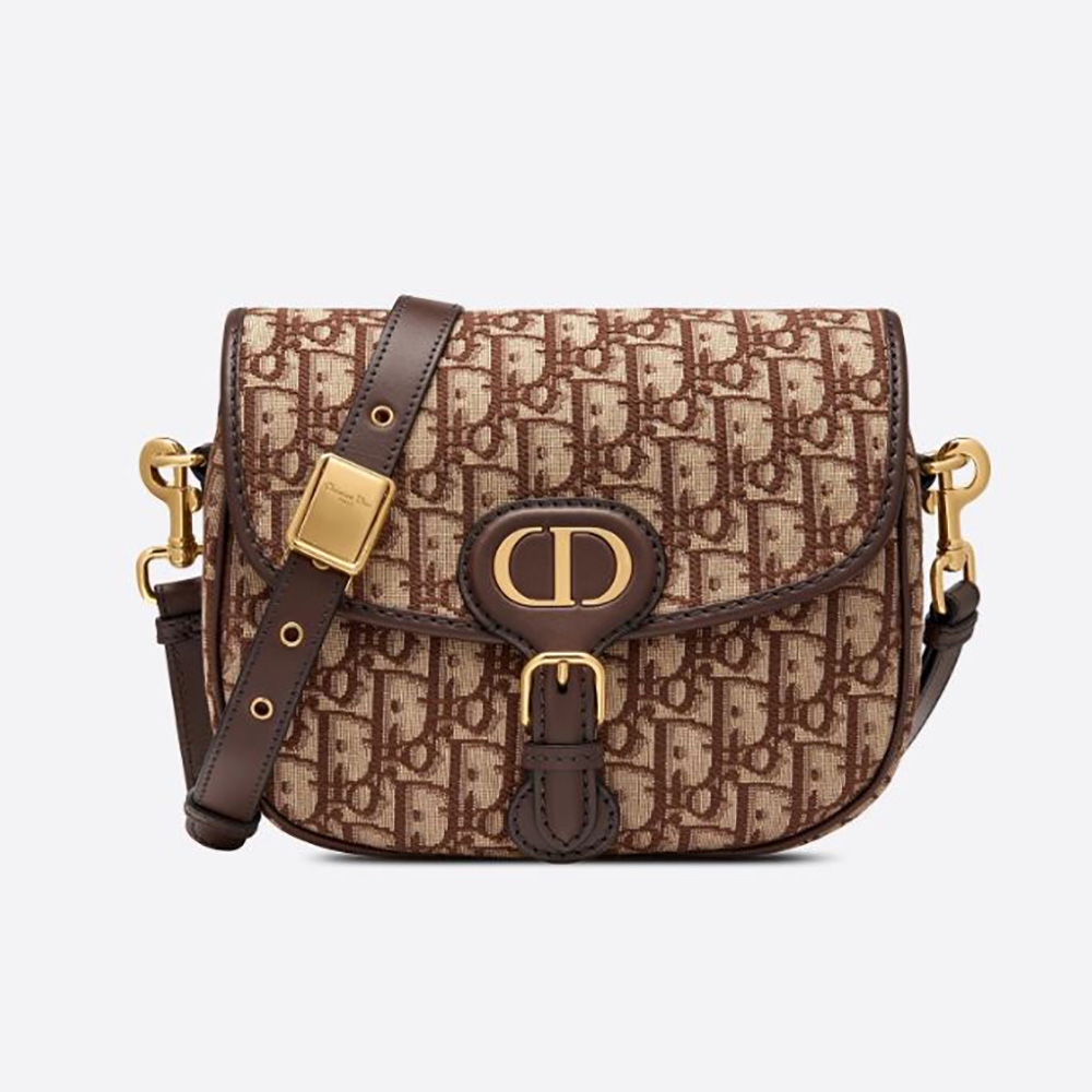 Front view of Dior Women Medium Dior Bobby Bag Brown Dior Oblique Jacquard