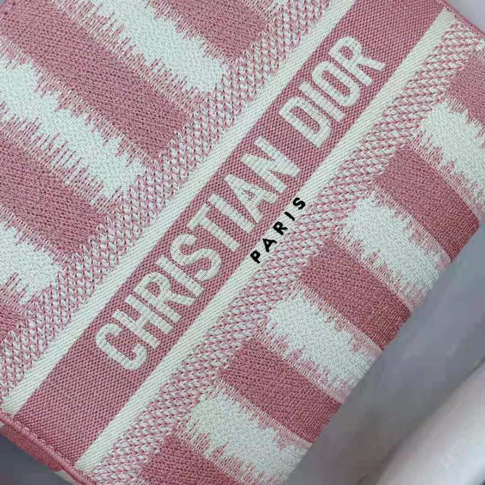Dior Women Medium Lady D-lite Bag Pink D-Stripes Embroidery - image 7