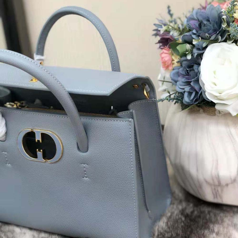 Dior Women Medium ST Honore Tote Latte Grained Calfskin-Blue - image 7