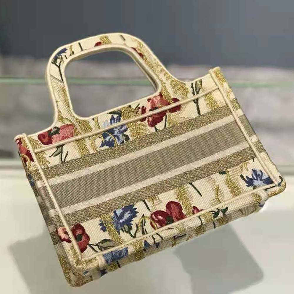 Dior Women Mini Dior Book Tote Beige Multicolor Dior Hibiscus Embroidery - image 4