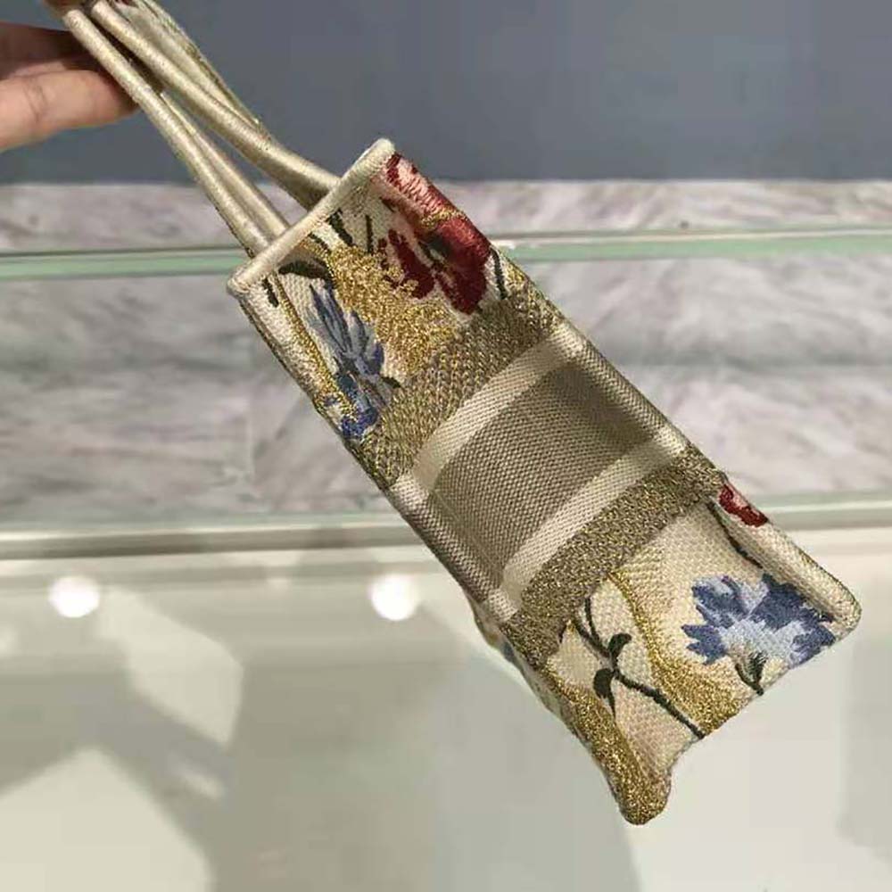 Dior Women Mini Dior Book Tote Beige Multicolor Dior Hibiscus Embroidery - image 5
