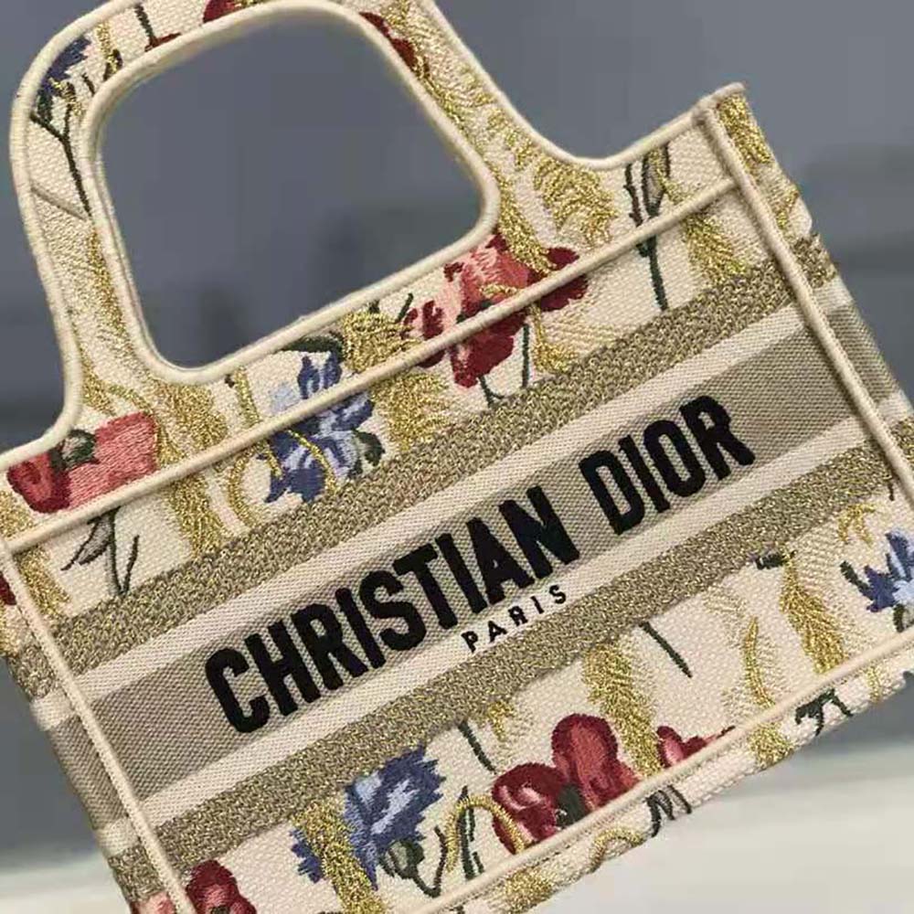 Dior Women Mini Dior Book Tote Beige Multicolor Dior Hibiscus Embroidery - image 6
