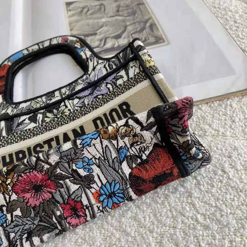 Dior Women Mini Dior Book Tote Multicolor Mille Fleurs Embroidery - image 4