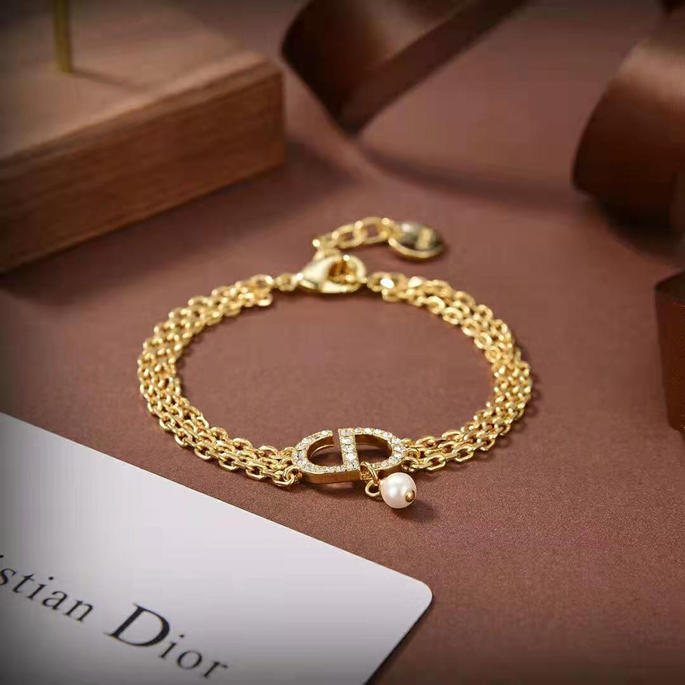 Dior Women Multi-chain Petit CD Bracelet Gold-Finish Metal and White Crystals - image 9