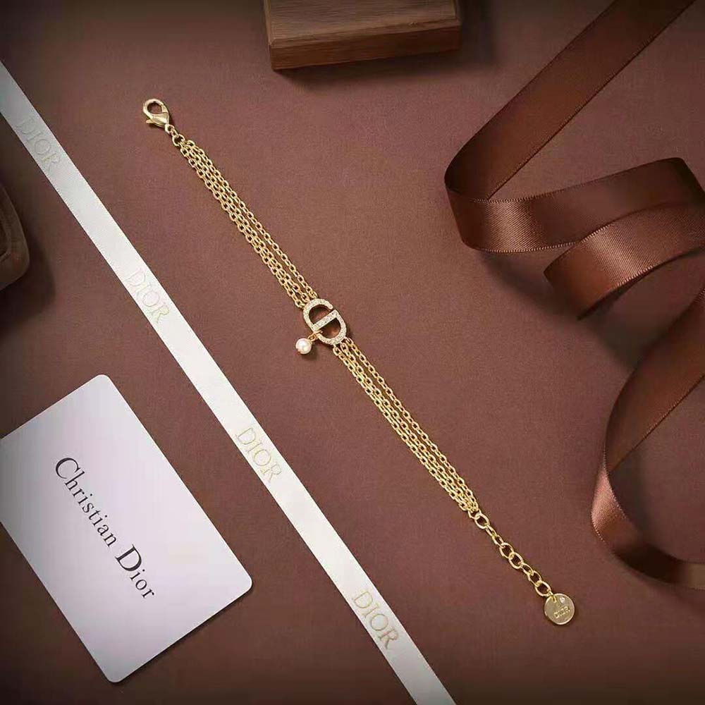 Dior Women Multi-chain Petit CD Bracelet Gold-Finish Metal and White Crystals - image 8
