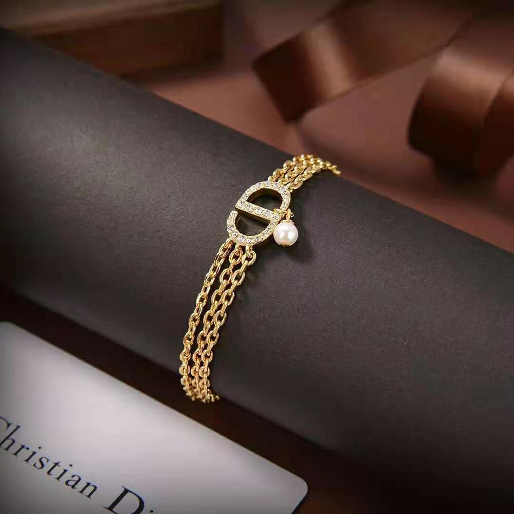 Dior Women Multi-chain Petit CD Bracelet Gold-Finish Metal and White Crystals - image 7