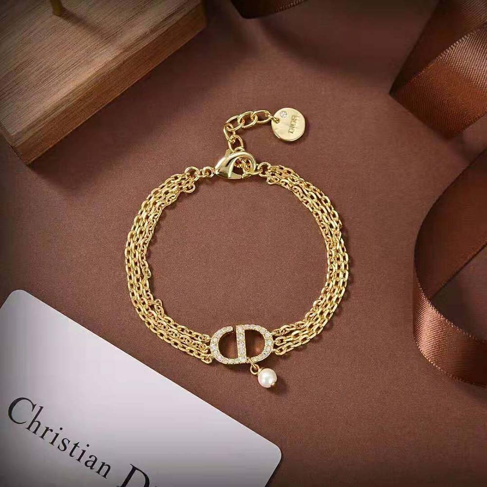 Dior Women Multi-chain Petit CD Bracelet Gold-Finish Metal and White Crystals - image 5