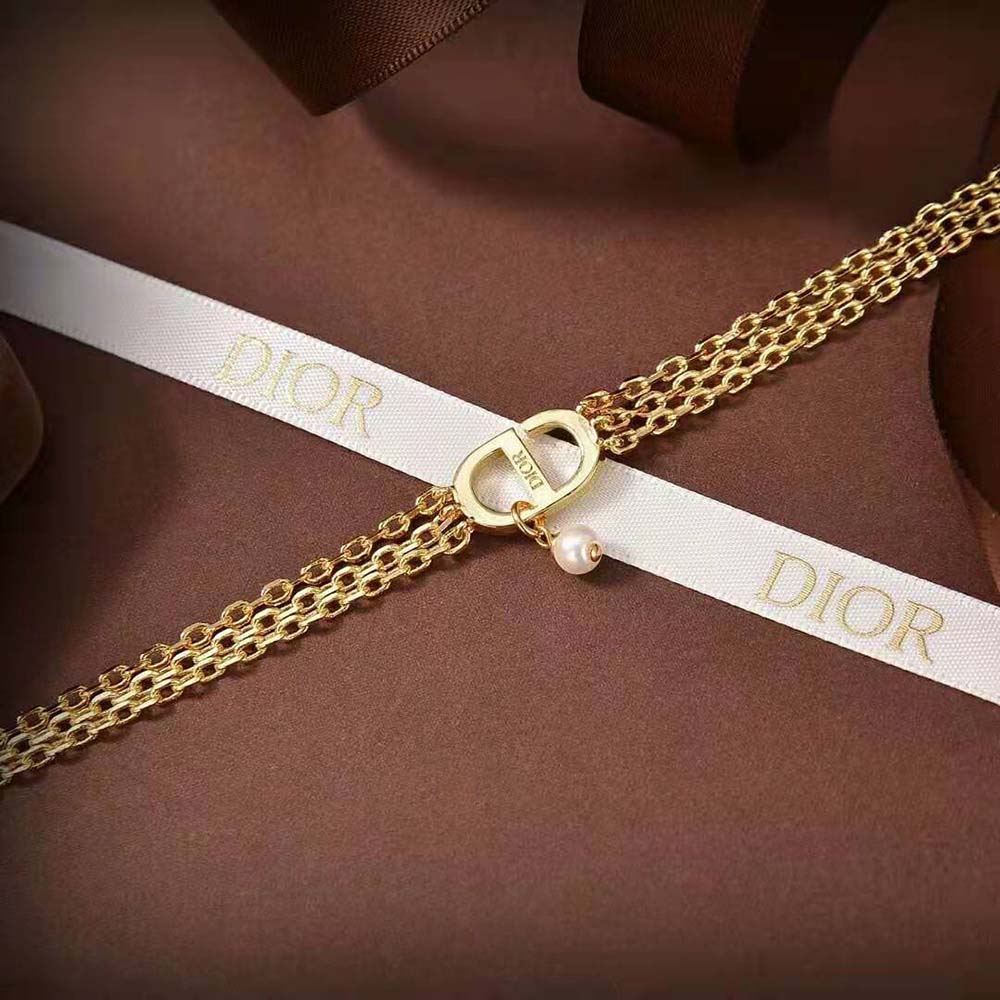 Dior Women Multi-chain Petit CD Bracelet Gold-Finish Metal and White Crystals - image 4