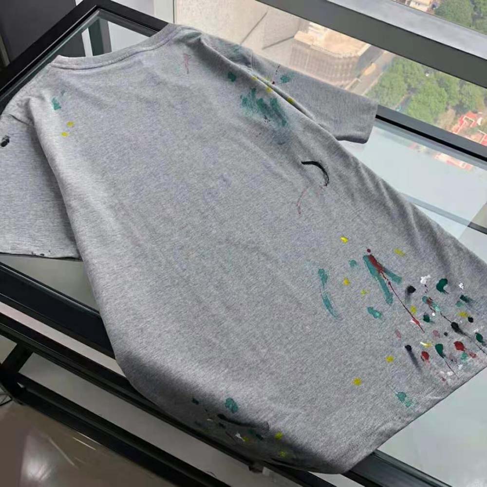 Dior Women Oversized Dior T-shirt Gray Cotton Jersey with Paint Print - image 4