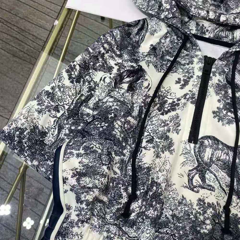 Dior Women Short Hooded Dress Black and White Technical Taffeta Jacquard - image 6