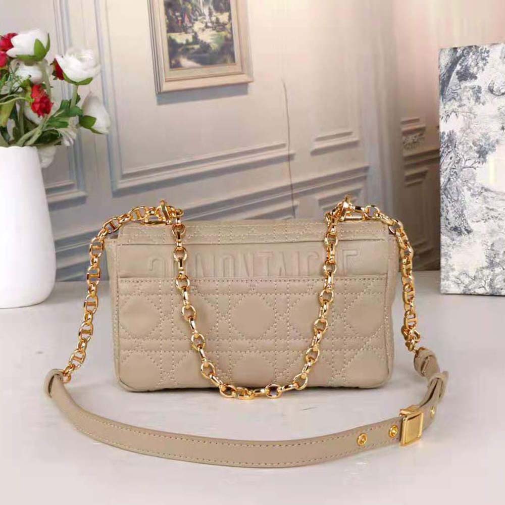 Dior Women Small Dior Caro Bag Beige Supple Cannage Calfskin - image 4