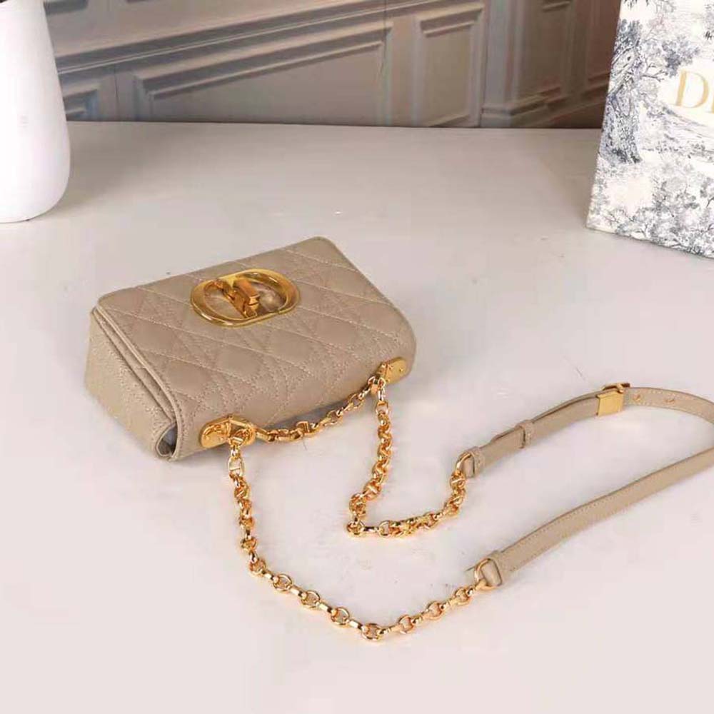 Dior Women Small Dior Caro Bag Beige Supple Cannage Calfskin - image 5