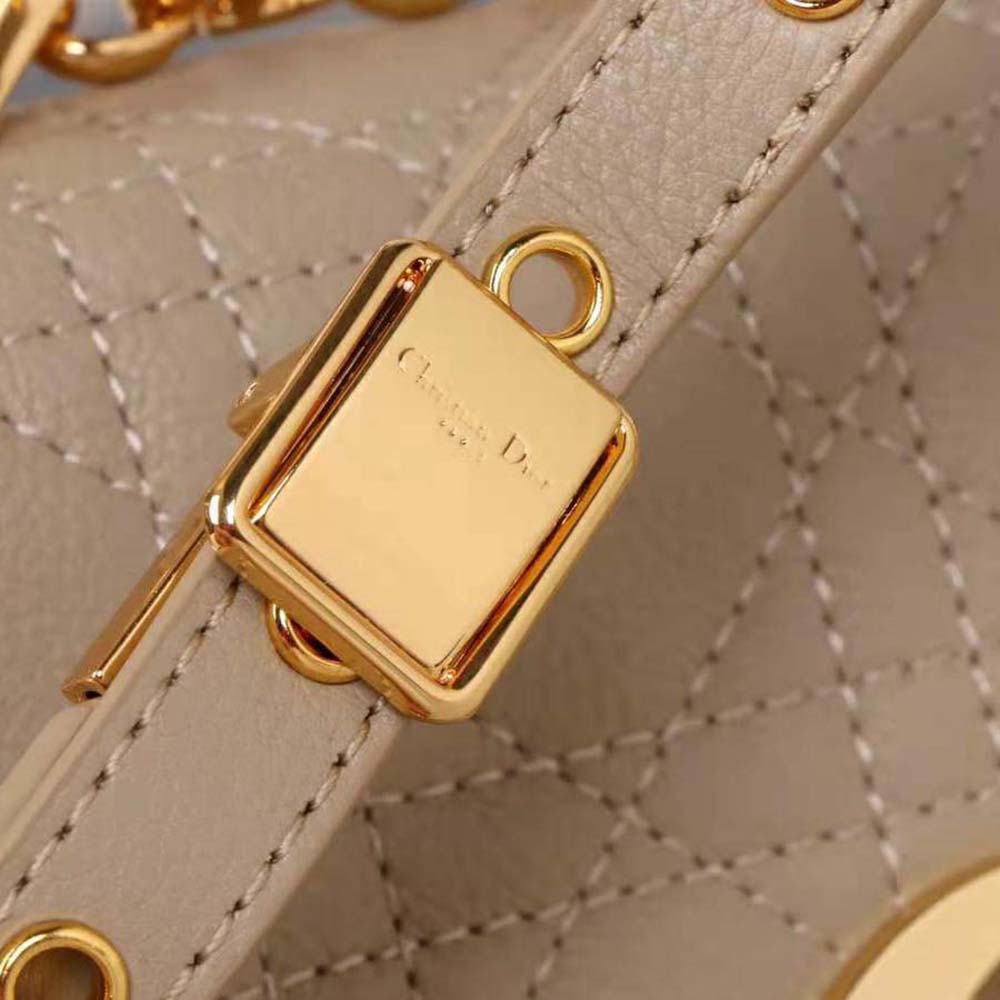 Dior Women Small Dior Caro Bag Beige Supple Cannage Calfskin - image 9