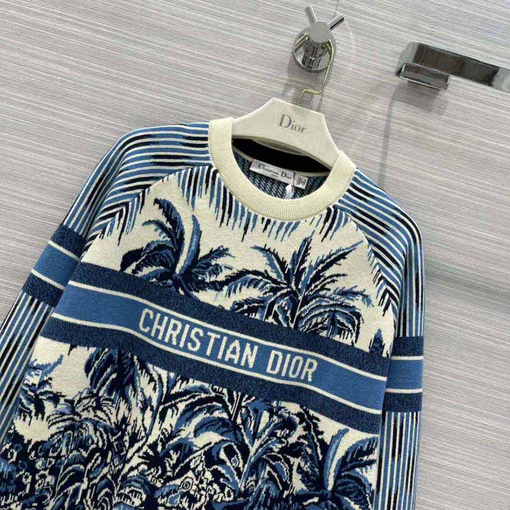 Dior Women Sweater Navy Blue and White Stretch Cashmere - image 4