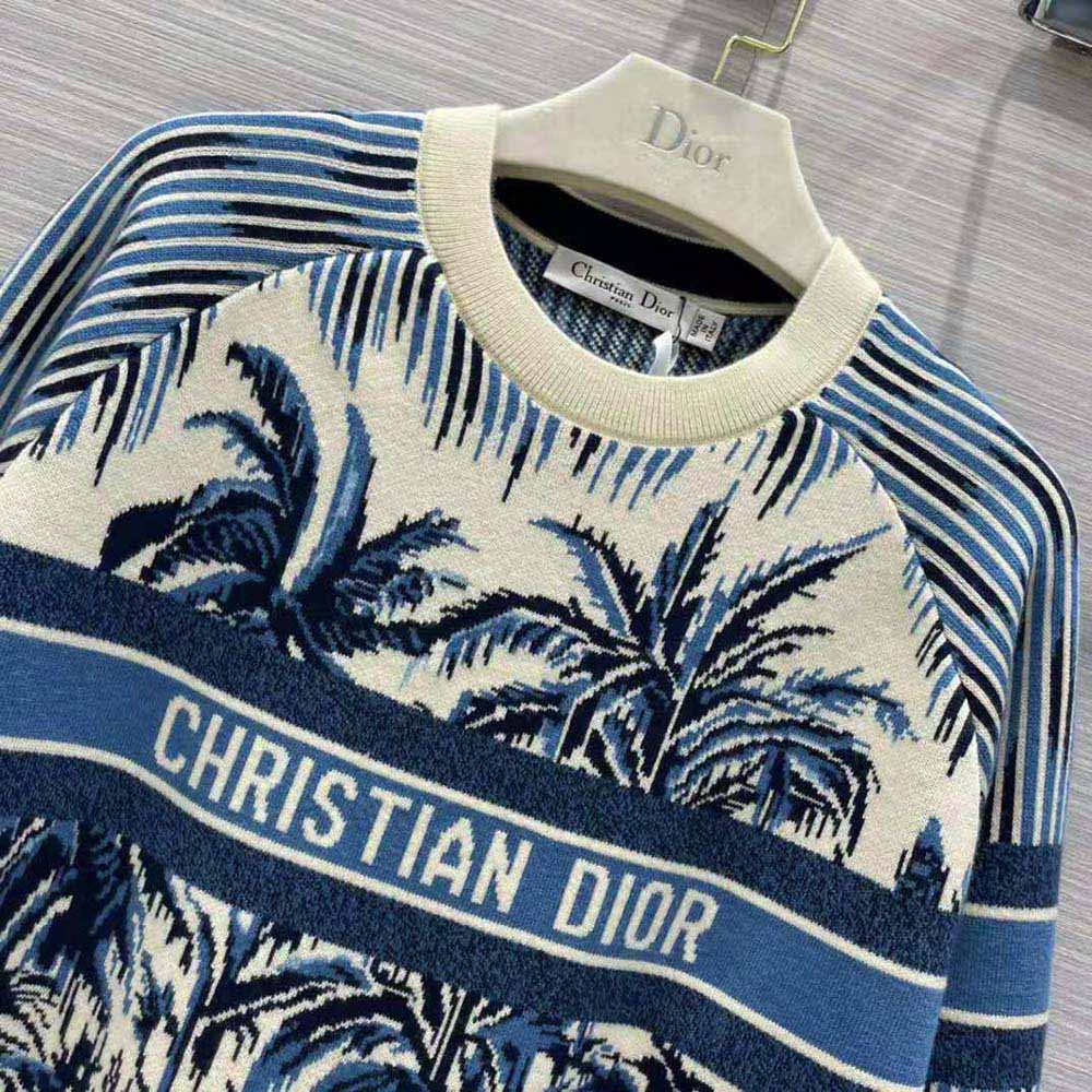 Dior Women Sweater Navy Blue and White Stretch Cashmere - image 5