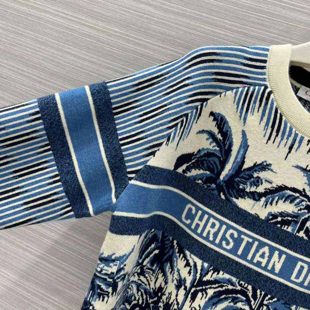 Dior Women Sweater Navy Blue and White Stretch Cashmere - image 7