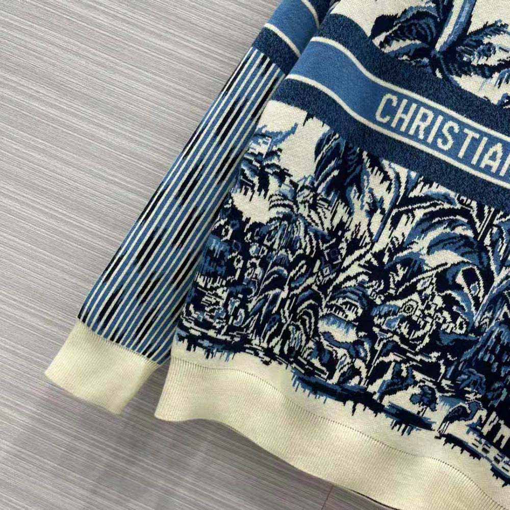 Dior Women Sweater Navy Blue and White Stretch Cashmere - image 8