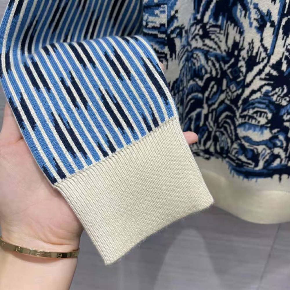 Dior Women Sweater Navy Blue and White Stretch Cashmere - image 9