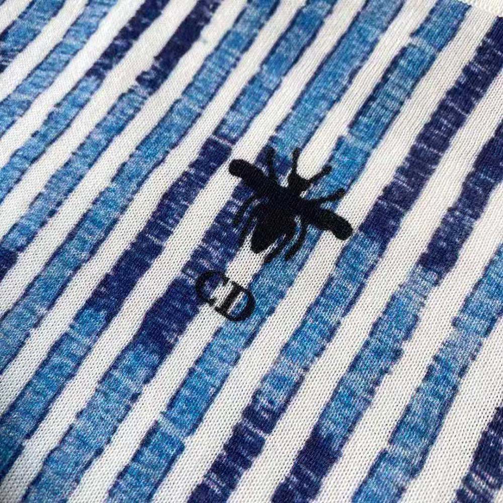 Dior Women T-shirt Navy Blue and White Cotton Jersey and Linen - image 6