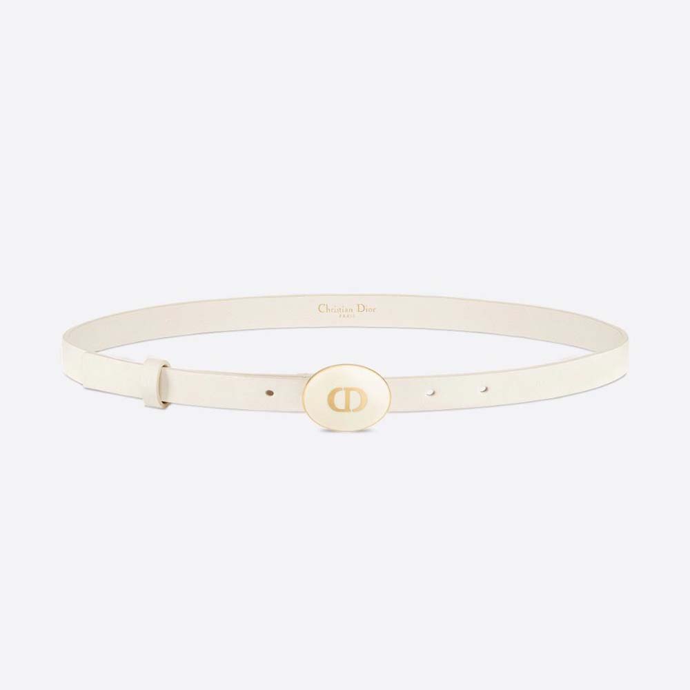 Front view of Dior Women Teddy-D Belt Smooth Calfskin-15 MM-White
