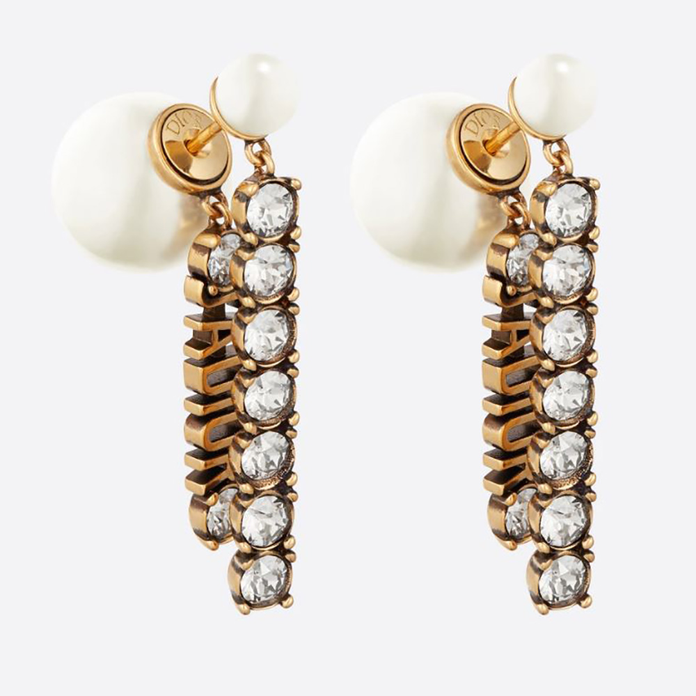 Front view of Dior Women Tribales Earrings Antique Gold-Finish Metal