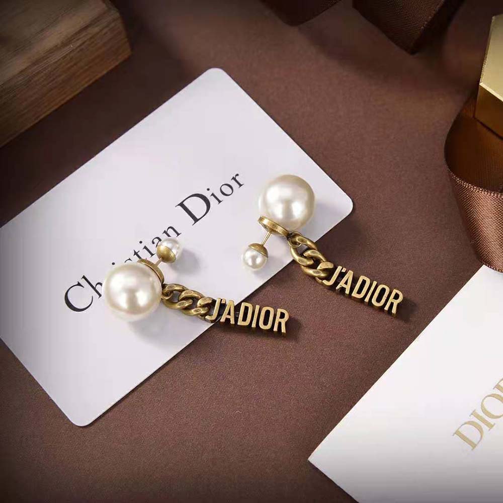 Side angle showing clip-on closure of Dior Women Tribales Earrings