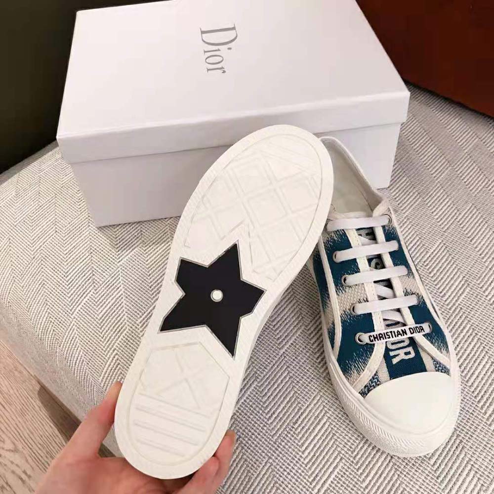 Dior Women Walk n dior Sneaker Deep Ocean Blue D-Stripes Embroidered Cotton - image 7