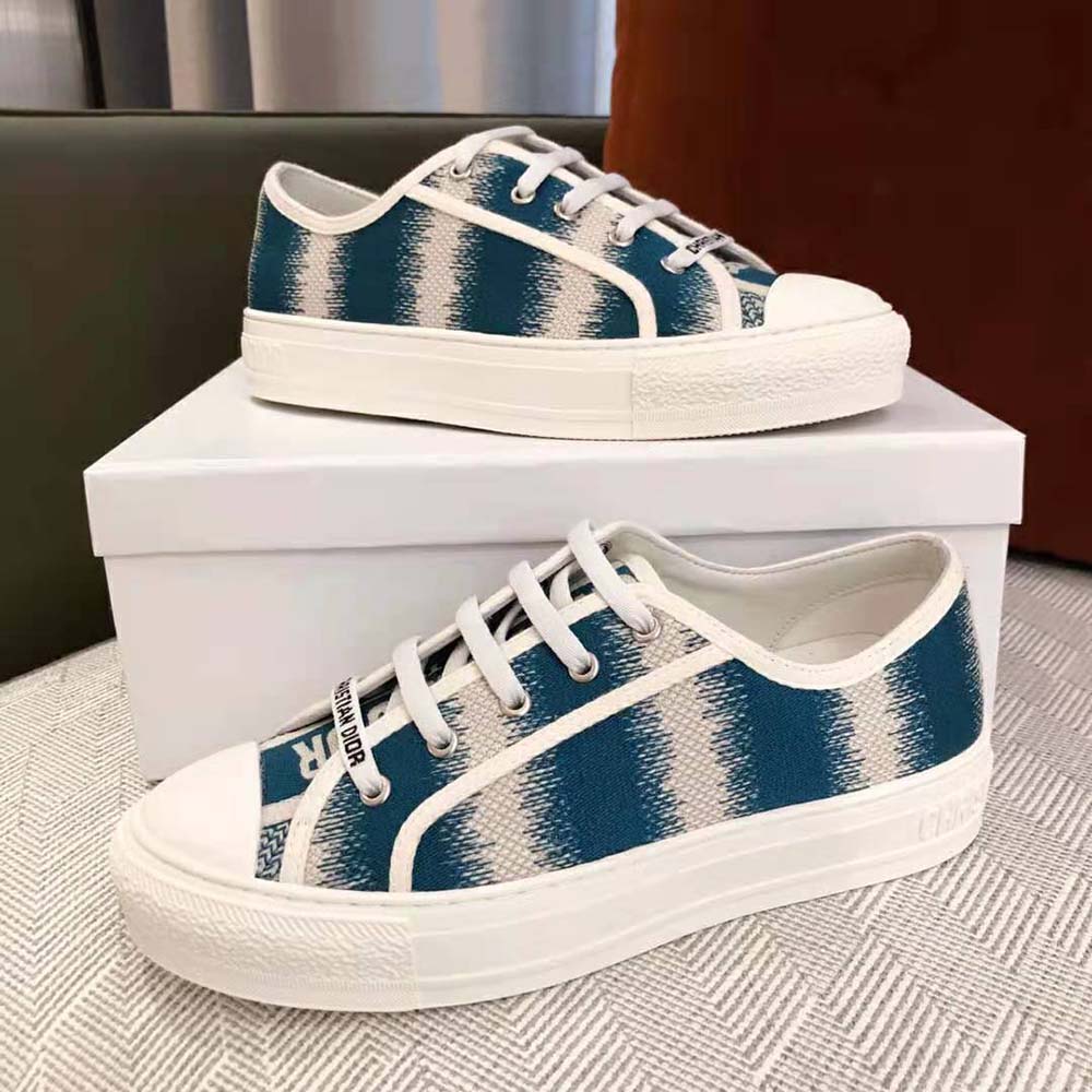 Dior Women Walk n dior Sneaker Deep Ocean Blue D-Stripes Embroidered Cotton - image 4
