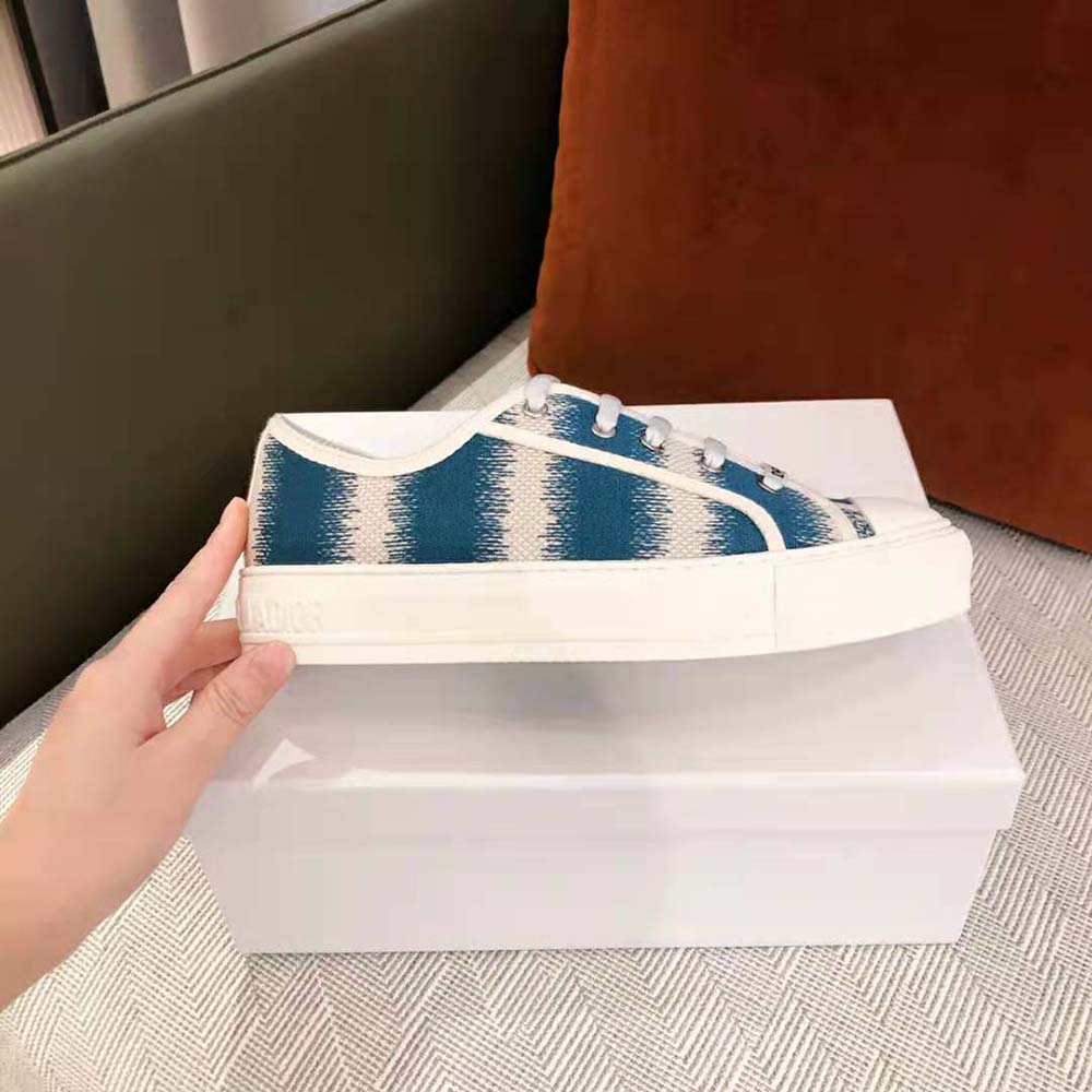 Dior Women Walk n dior Sneaker Deep Ocean Blue D-Stripes Embroidered Cotton - image 10