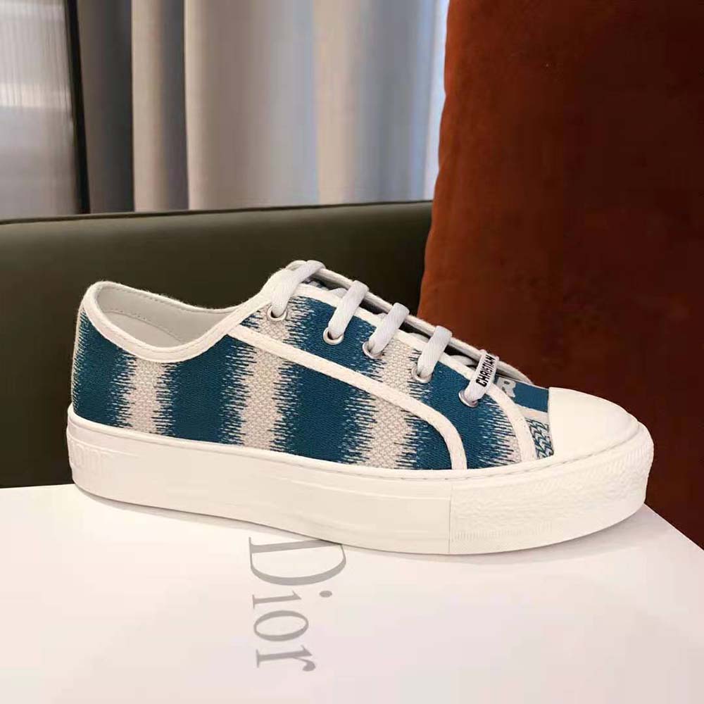 Dior Women Walk n dior Sneaker Deep Ocean Blue D-Stripes Embroidered Cotton - image 8