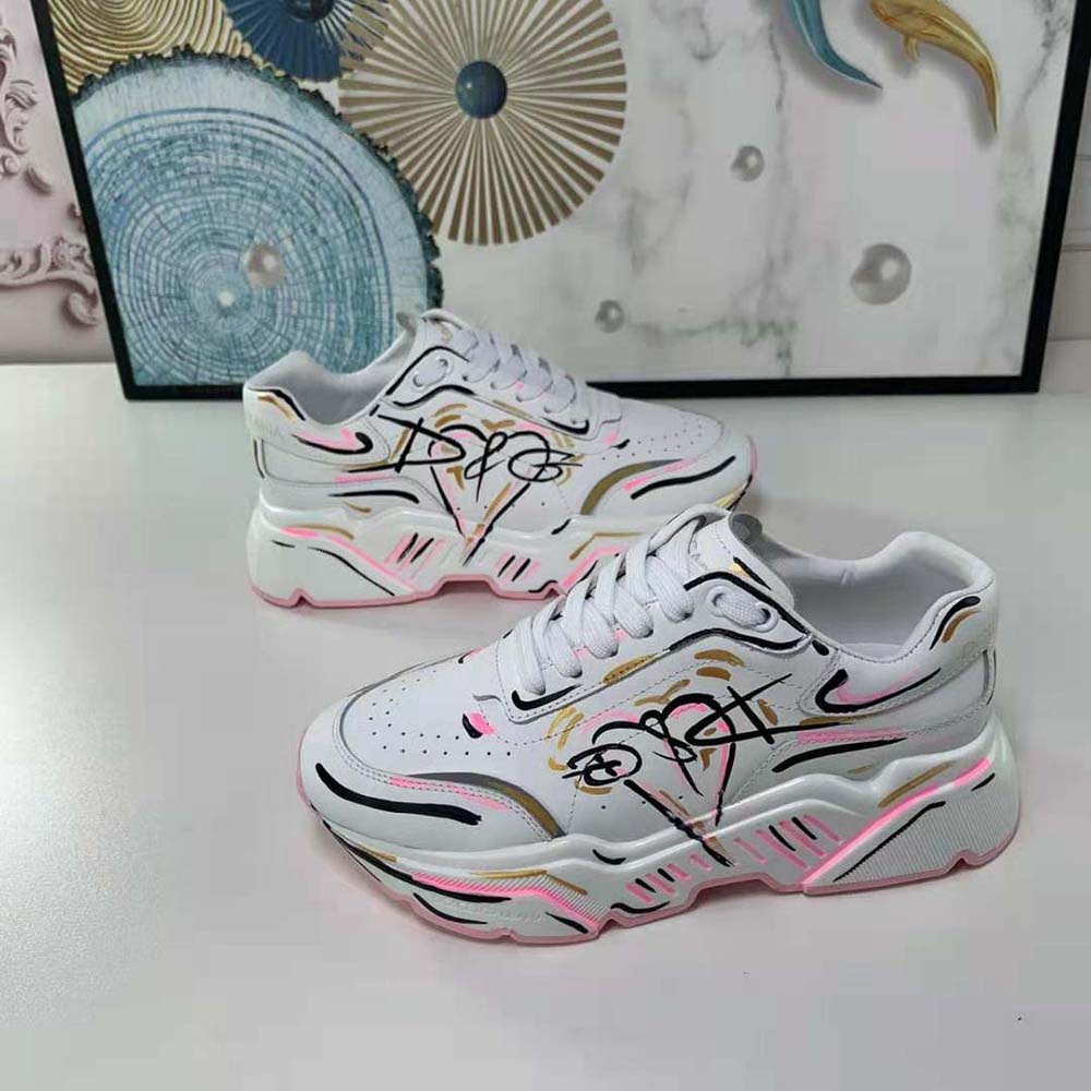 Close-up of hand-painted detail on Dolce Gabbana D&G Daymaster Sneakers