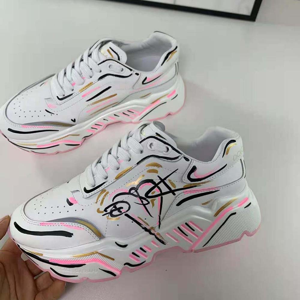 Dolce Gabbana D&G Women Hand-painted Calfskin Nappa Daymaster Sneakers - image 4